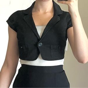 Cropped Blazer Top, Black